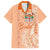 Bula Fiji Family Matching Puletasi Dress and Hawaiian Shirt Tropical Flower and Tapa Pattern Peach Fuzz Color LT03 Dad's Shirt - Short Sleeve Peach Fuzz - Polynesian Pride