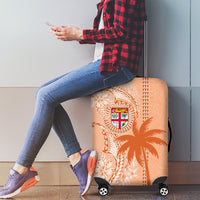 Bula Fiji Luggage Cover Tropical Flower and Tapa Pattern Peach Fuzz Color LT03 - Polynesian Pride