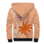 Bula Fiji Sherpa Hoodie Tropical Flower and Tapa Pattern Peach Fuzz Color LT03 - Polynesian Pride