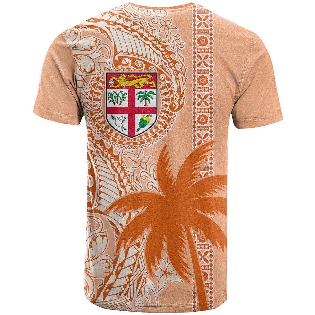 Bula Fiji T Shirt Tropical Flower and Tapa Pattern Peach Fuzz Color LT03 - Polynesian Pride