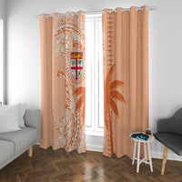 Bula Fiji Window Curtain Tropical Flower and Tapa Pattern Peach Fuzz Color LT03 With Grommets Peach Fuzz - Polynesian Pride