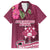 Fiji Adi Cakobau School Family Matching Off Shoulder Long Sleeve Dress and Hawaiian Shirt Tropical Flower and Tapa Pattern LT03 Dad's Shirt - Short Sleeve Pink - Polynesian Pride