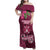 Fiji Adi Cakobau School Family Matching Off Shoulder Maxi Dress and Hawaiian Shirt Tropical Flower and Tapa Pattern LT03 Mom's Dress Pink - Polynesian Pride