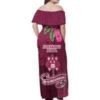 Fiji Adi Cakobau School Family Matching Off Shoulder Maxi Dress and Hawaiian Shirt Tropical Flower and Tapa Pattern LT03 - Polynesian Pride