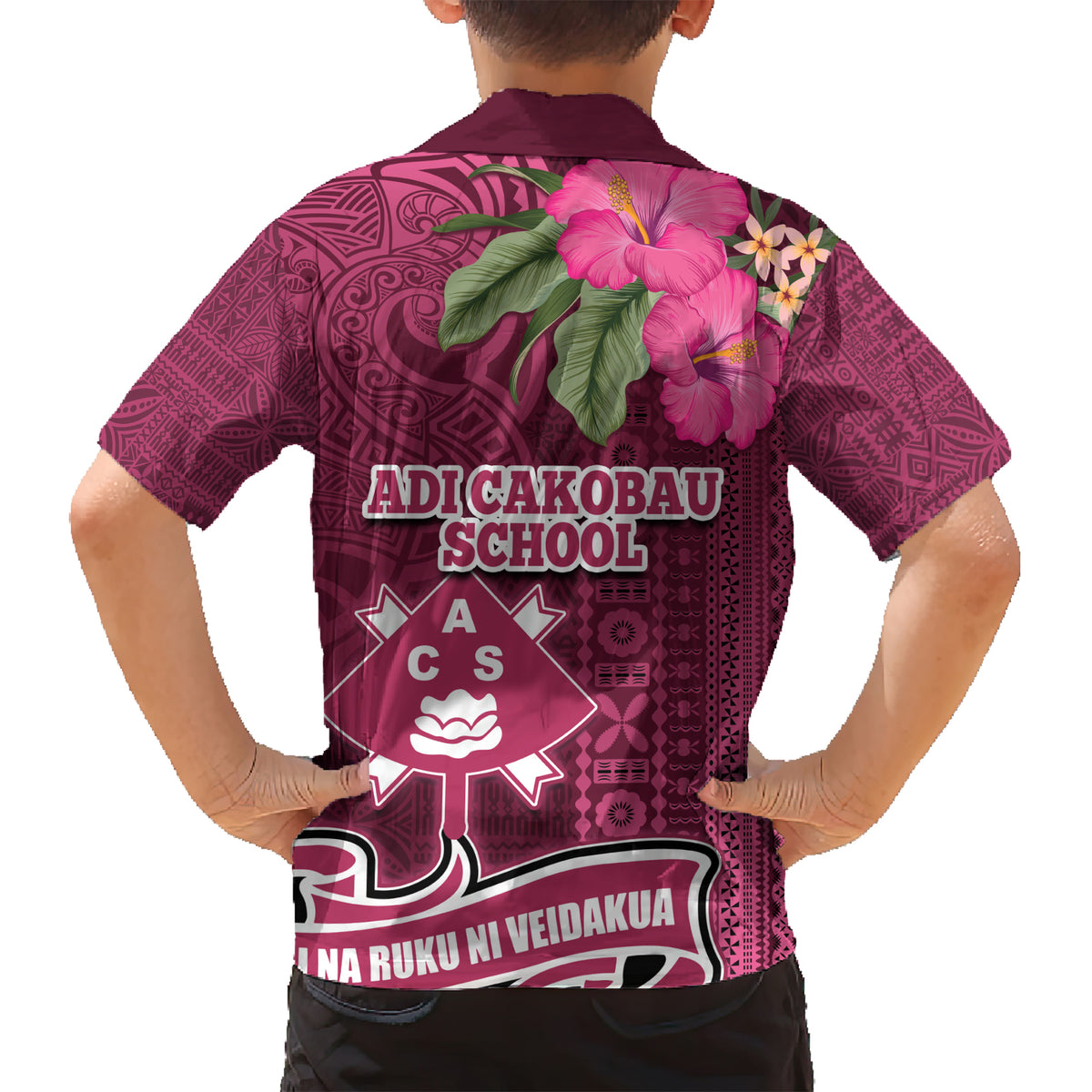 Fiji Adi Cakobau School Family Matching Short Sleeve Bodycon Dress and Hawaiian Shirt Tropical Flower and Tapa Pattern LT03 - Polynesian Pride