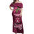 Fiji Adi Cakobau School Off Shoulder Maxi Dress Tropical Flower and Tapa Pattern LT03 Women Pink - Polynesian Pride