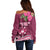 Fiji Adi Cakobau School Off Shoulder Sweater Tropical Flower and Tapa Pattern LT03 - Polynesian Pride