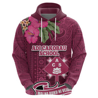 Fiji Adi Cakobau School Zip Hoodie Tropical Flower and Tapa Pattern LT03 - Polynesian Pride