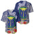 Fiji Natabua High School Baseball Jersey Tropical Flower and Tapa Pattern Blue Style LT03 - Polynesian Pride