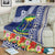 Fiji Natabua High School Blanket Tropical Flower and Tapa Pattern Blue Style LT03 - Polynesian Pride