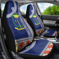 Fiji Natabua High School Car Seat Cover Tropical Flower and Tapa Pattern Blue Style LT03 - Polynesian Pride