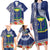 Fiji Natabua High School Family Matching Long Sleeve Bodycon Dress and Hawaiian Shirt Tropical Flower and Tapa Pattern Blue Style LT03 - Polynesian Pride