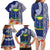 Fiji Natabua High School Family Matching Long Sleeve Bodycon Dress and Hawaiian Shirt Tropical Flower and Tapa Pattern Blue Style LT03 - Polynesian Pride