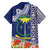 Fiji Natabua High School Family Matching Long Sleeve Bodycon Dress and Hawaiian Shirt Tropical Flower and Tapa Pattern Blue Style LT03 - Polynesian Pride