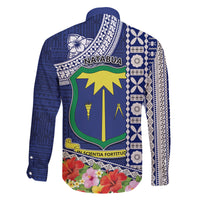 Fiji Natabua High School Family Matching Mermaid Dress and Hawaiian Shirt Tropical Flower and Tapa Pattern Blue Style LT03 - Polynesian Pride