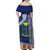 Fiji Natabua High School Family Matching Off Shoulder Maxi Dress and Hawaiian Shirt Tropical Flower and Tapa Pattern Blue Style LT03 - Polynesian Pride