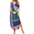 Fiji Natabua High School Family Matching Summer Maxi Dress and Hawaiian Shirt Tropical Flower and Tapa Pattern Blue Style LT03 Mom's Dress Blue - Polynesian Pride