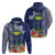 Fiji Natabua High School Hoodie Tropical Flower and Tapa Pattern Blue Style LT03 - Polynesian Pride