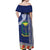 Fiji Natabua High School Off Shoulder Maxi Dress Tropical Flower and Tapa Pattern Blue Style LT03 - Polynesian Pride