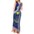 Fiji Natabua High School Tank Maxi Dress Tropical Flower and Tapa Pattern Blue Style LT03 - Polynesian Pride