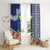 Fiji Natabua High School Window Curtain Tropical Flower and Tapa Pattern Blue Style LT03 - Polynesian Pride