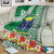 Fiji Natabua High School Blanket Tropical Flower and Tapa Pattern Green Style LT03 - Polynesian Pride