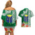 Fiji Natabua High School Couples Matching Off Shoulder Short Dress and Hawaiian Shirt Tropical Flower and Tapa Pattern Green Style LT03 - Polynesian Pride