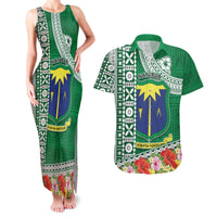Fiji Natabua High School Couples Matching Tank Maxi Dress and Hawaiian Shirt Tropical Flower and Tapa Pattern Green Style LT03 Green - Polynesian Pride