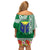 Fiji Natabua High School Family Matching Off Shoulder Short Dress and Hawaiian Shirt Tropical Flower and Tapa Pattern Green Style LT03 - Polynesian Pride