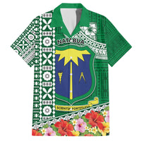 Fiji Natabua High School Family Matching Tank Maxi Dress and Hawaiian Shirt Tropical Flower and Tapa Pattern Green Style LT03 Dad's Shirt - Short Sleeve Green - Polynesian Pride