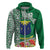 Fiji Natabua High School Hoodie Tropical Flower and Tapa Pattern Green Style LT03 Zip Hoodie Green - Polynesian Pride