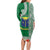 Fiji Natabua High School Long Sleeve Bodycon Dress Tropical Flower and Tapa Pattern Green Style LT03 - Polynesian Pride