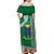 Fiji Natabua High School Off Shoulder Maxi Dress Tropical Flower and Tapa Pattern Green Style LT03 - Polynesian Pride