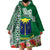 Fiji Natabua High School Wearable Blanket Hoodie Tropical Flower and Tapa Pattern Green Style LT03 - Polynesian Pride