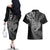 New Zealand Valentine Day Couples Matching Off The Shoulder Long Sleeve Dress and Hawaiian Shirt Aotearoa Warrior and Woman Love Heart Silver Fern Koru LT03 - Polynesian Pride