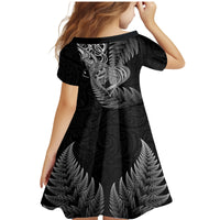 New Zealand Valentine Day Family Matching Mermaid Dress and Hawaiian Shirt Aotearoa Warrior and Woman Love Heart Silver Fern Koru LT03 - Polynesian Pride