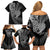 New Zealand Valentine Day Family Matching Off Shoulder Short Dress and Hawaiian Shirt Aotearoa Warrior and Woman Love Heart Silver Fern Koru LT03 - Polynesian Pride