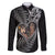 New Zealand Valentine Day Family Matching Puletasi and Hawaiian Shirt Aotearoa Warrior and Woman Love Heart Silver Fern Koru LT03 Dad's Shirt - Long Sleeve Black - Polynesian Pride