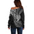 New Zealand Valentine Day Off Shoulder Sweater Aotearoa Warrior and Woman Love Heart Silver Fern Koru LT03 - Polynesian Pride