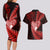 New Zealand Valentine Day Couples Matching Long Sleeve Bodycon Dress and Hawaiian Shirt Aotearoa Warrior and Woman Love Story Silver Fern Koru Red Style LT03 - Polynesian Pride