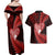 New Zealand Valentine Day Couples Matching Off Shoulder Maxi Dress and Hawaiian Shirt Aotearoa Warrior and Woman Love Story Silver Fern Koru Red Style LT03 - Polynesian Pride