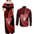 New Zealand Valentine Day Couples Matching Off Shoulder Maxi Dress and Long Sleeve Button Shirt Aotearoa Warrior and Woman Love Story Silver Fern Koru Red Style LT03 - Polynesian Pride