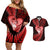 New Zealand Valentine Day Couples Matching Off Shoulder Short Dress and Hawaiian Shirt Aotearoa Warrior and Woman Love Story Silver Fern Koru Red Style LT03 Red - Polynesian Pride