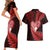 New Zealand Valentine Day Couples Matching Short Sleeve Bodycon Dress and Hawaiian Shirt Aotearoa Warrior and Woman Love Story Silver Fern Koru Red Style LT03 - Polynesian Pride