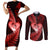 New Zealand Valentine Day Couples Matching Short Sleeve Bodycon Dress and Long Sleeve Button Shirt Aotearoa Warrior and Woman Love Story Silver Fern Koru Red Style LT03 Red - Polynesian Pride