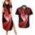 New Zealand Valentine Day Couples Matching Summer Maxi Dress and Hawaiian Shirt Aotearoa Warrior and Woman Love Story Silver Fern Koru Red Style LT03 Red - Polynesian Pride