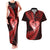 New Zealand Valentine Day Couples Matching Tank Maxi Dress and Hawaiian Shirt Aotearoa Warrior and Woman Love Story Silver Fern Koru Red Style LT03 Red - Polynesian Pride