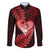 New Zealand Valentine Day Family Matching Off Shoulder Long Sleeve Dress and Hawaiian Shirt Aotearoa Warrior and Woman Love Story Silver Fern Koru Red Style LT03 Dad's Shirt - Long Sleeve Red - Polynesian Pride