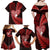 New Zealand Valentine Day Family Matching Off Shoulder Maxi Dress and Hawaiian Shirt Aotearoa Warrior and Woman Love Story Silver Fern Koru Red Style LT03 - Polynesian Pride