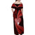 New Zealand Valentine Day Family Matching Off Shoulder Maxi Dress and Hawaiian Shirt Aotearoa Warrior and Woman Love Story Silver Fern Koru Red Style LT03 - Polynesian Pride